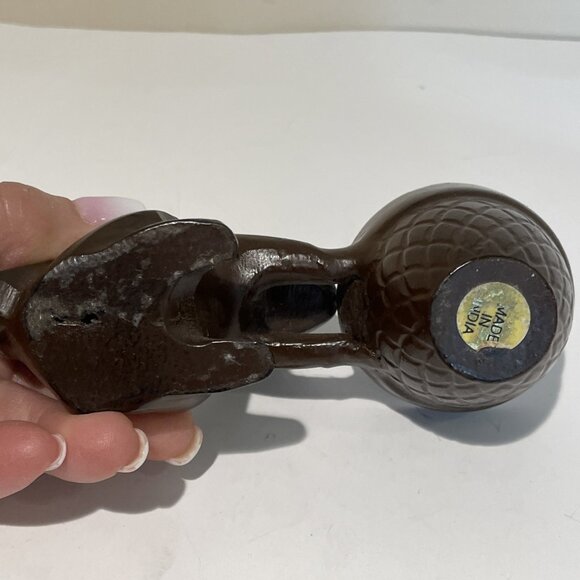 Crate & Barrel Squirrel & Acorn Votive Candle Holder Painted Brass Metal Brown - Picture 8 of 11